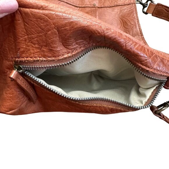 American Leather Co Handbag Shoulder Purse Brown Tooled Leather Bag Pockets - Picture 14 of 16